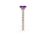 Rose gold Oval Cut Diamond Pavé Band Solitaire Ring with Prong Setting_2