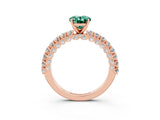 Rose gold Oval Cut Diamond Pavé Band Solitaire Ring with Prong Setting_3