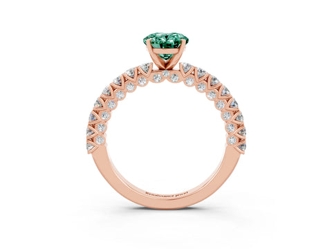 Rose gold Oval Cut Diamond Pavé Band Solitaire Ring with Prong Setting_3
