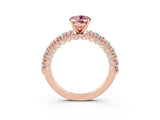 Rose gold Oval Cut Diamond Pavé Band Solitaire Ring with Prong Setting_3