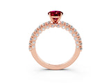 Rose gold Oval Cut Diamond Pavé Band Solitaire Ring with Prong Setting_3