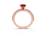 Rose gold Oval Cut Diamond Pavé Band Solitaire Ring with Prong Setting_3