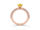 Rose gold Oval Cut Diamond Pavé Band Solitaire Ring with Prong Setting_3
