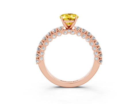 Rose gold Oval Cut Diamond Pavé Band Solitaire Ring with Prong Setting_3