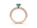 Rose gold Oval Cut Diamond Pavé Band Solitaire Ring with Prong Setting_3