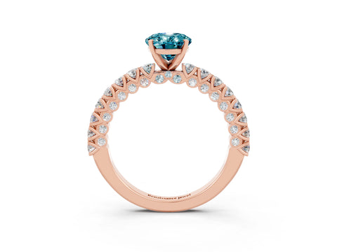 Rose gold Oval Cut Diamond Pavé Band Solitaire Ring with Prong Setting_3
