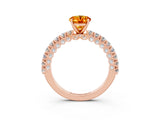 Rose gold Oval Cut Diamond Pavé Band Solitaire Ring with Prong Setting_3