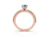 Rose gold Oval Cut Diamond Pavé Band Solitaire Ring with Prong Setting_3