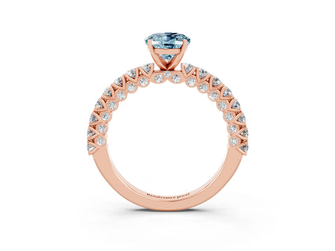 Rose gold Oval Cut Diamond Pavé Band Solitaire Ring with Prong Setting_3