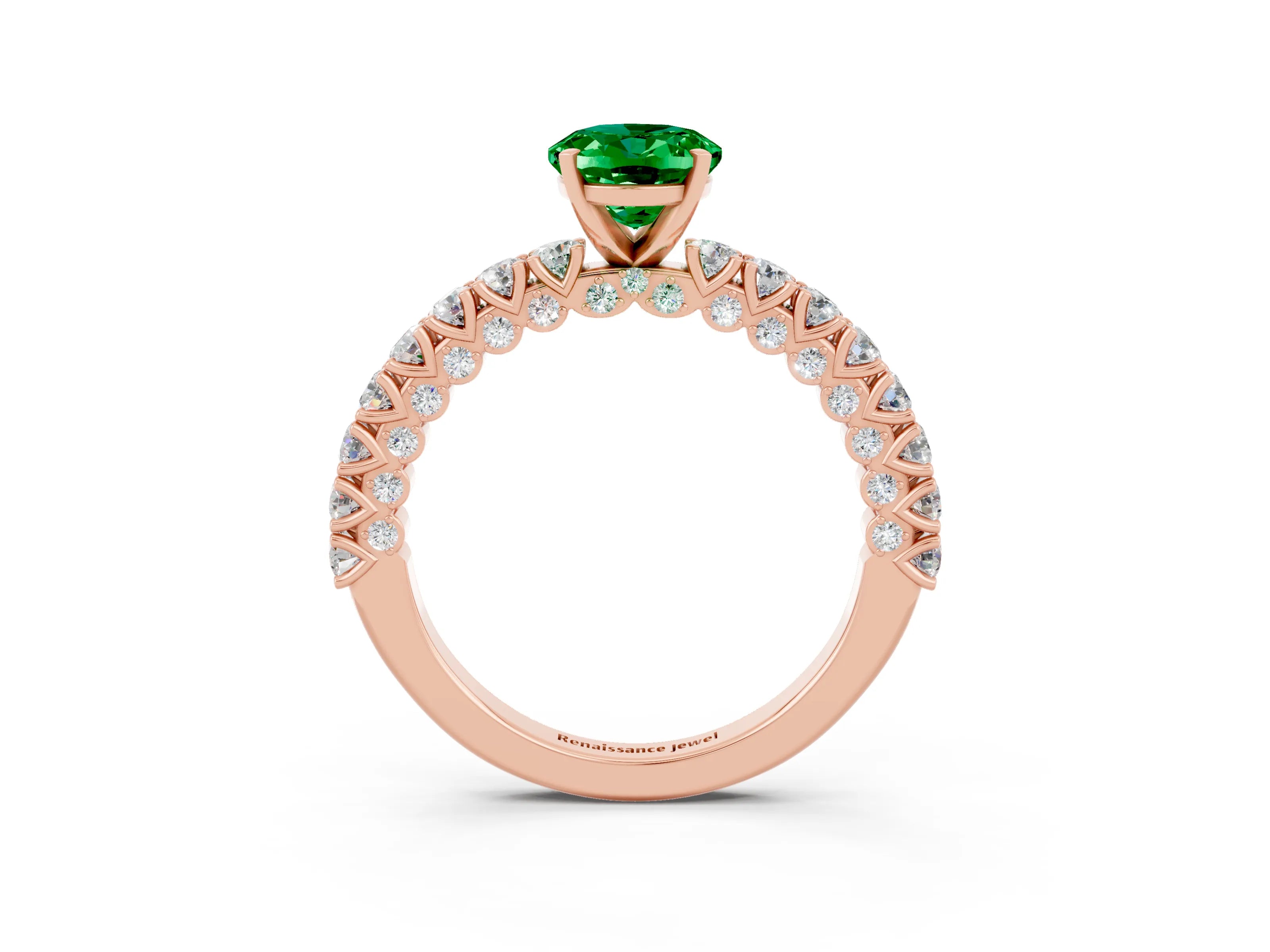Rose gold Oval Cut Diamond Pavé Band Solitaire Ring with Prong Setting_3