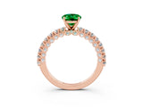 Rose gold Oval Cut Diamond Pavé Band Solitaire Ring with Prong Setting_3