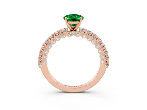 Rose gold Oval Cut Diamond Pavé Band Solitaire Ring with Prong Setting_3