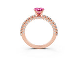Rose gold Oval Cut Diamond Pavé Band Solitaire Ring with Prong Setting_3
