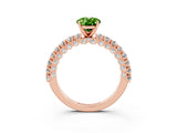Rose gold Oval Cut Diamond Pavé Band Solitaire Ring with Prong Setting_3