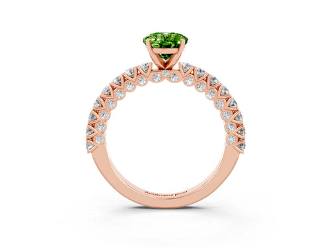 Rose gold Oval Cut Diamond Pavé Band Solitaire Ring with Prong Setting_3