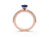 Rose gold Oval Cut Diamond Pavé Band Solitaire Ring with Prong Setting_3