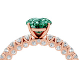 Rose gold Oval Cut Diamond Pavé Band Solitaire Ring with Prong Setting_4