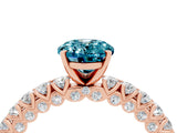 Rose gold Oval Cut Diamond Pavé Band Solitaire Ring with Prong Setting_4