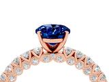 Rose gold Oval Cut Diamond Pavé Band Solitaire Ring with Prong Setting_4