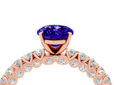 Rose gold Oval Cut Diamond Pavé Band Solitaire Ring with Prong Setting_4