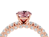 Rose gold Oval Cut Diamond Pavé Band Solitaire Ring with Prong Setting_4