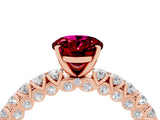 Rose gold Oval Cut Diamond Pavé Band Solitaire Ring with Prong Setting_4