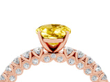Rose gold Oval Cut Diamond Pavé Band Solitaire Ring with Prong Setting_4