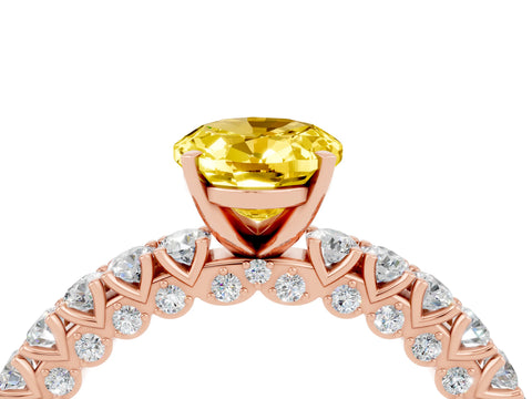 Rose gold Oval Cut Diamond Pavé Band Solitaire Ring with Prong Setting_4