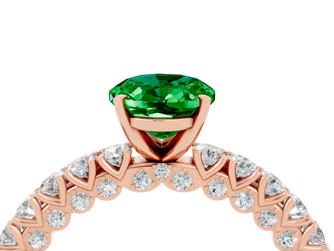 Rose gold Oval Cut Diamond Pavé Band Solitaire Ring with Prong Setting_4