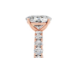 Rose gold Oval Cut Diamond Pavé Band Solitaire Ring with Prong Setting_5
