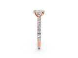 Rose gold Oval Cut Diamond Pavé Band Solitaire Ring with Prong Setting_52