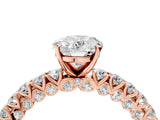 Rose gold Oval Cut Diamond Pavé Band Solitaire Ring with Prong Setting_54