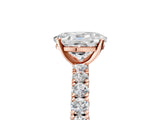 Rose gold Oval Cut Diamond Pavé Band Solitaire Ring with Prong Setting_55