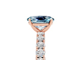 Rose gold Oval Cut Diamond Pavé Band Solitaire Ring with Prong Setting_5