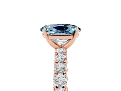 Rose gold Oval Cut Diamond Pavé Band Solitaire Ring with Prong Setting_5