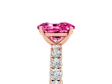 Rose gold Oval Cut Diamond Pavé Band Solitaire Ring with Prong Setting_5