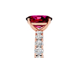 Rose gold Oval Cut Diamond Pavé Band Solitaire Ring with Prong Setting_5