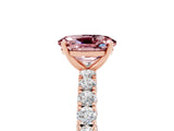 Rose gold Oval Cut Diamond Pavé Band Solitaire Ring with Prong Setting_5