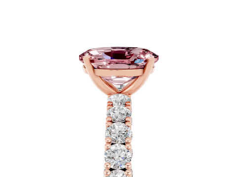 Rose gold Oval Cut Diamond Pavé Band Solitaire Ring with Prong Setting_5