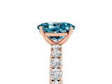 Rose gold Oval Cut Diamond Pavé Band Solitaire Ring with Prong Setting_5