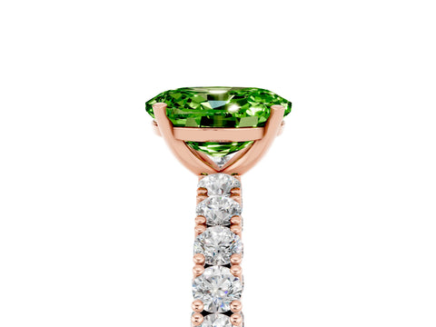 Rose gold Oval Cut Diamond Pavé Band Solitaire Ring with Prong Setting_5