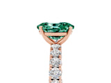 Rose gold Oval Cut Diamond Pavé Band Solitaire Ring with Prong Setting_5