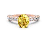 Rose gold Oval Cut Diamond Pavé Band Solitaire Ring with Prong Setting