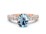 Rose gold Oval Cut Diamond Pavé Band Solitaire Ring with Prong Setting