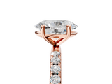Rose gold Oval Cut Diamond Pavé Band Solitaire with Four-Prong Setting_11
