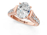 Rose gold Oval Cut Diamond Pavé Band Solitaire with Four-Prong Setting_24