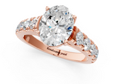 Rose gold Oval Cut Diamond Pavé Band Solitaire with Four-Prong Setting_25