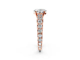 Rose gold Oval Cut Diamond Pavé Band Solitaire with Four-Prong Setting_25