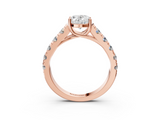 Rose gold Oval Cut Diamond Pavé Band Solitaire with Four-Prong Setting_27