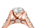Rose gold Oval Cut Diamond Pavé Band Solitaire with Four-Prong Setting_27